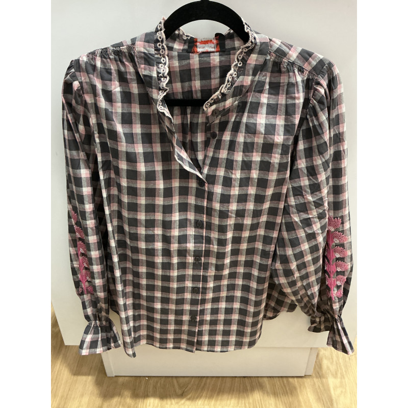 Chemise Kim carreaux rose et gris