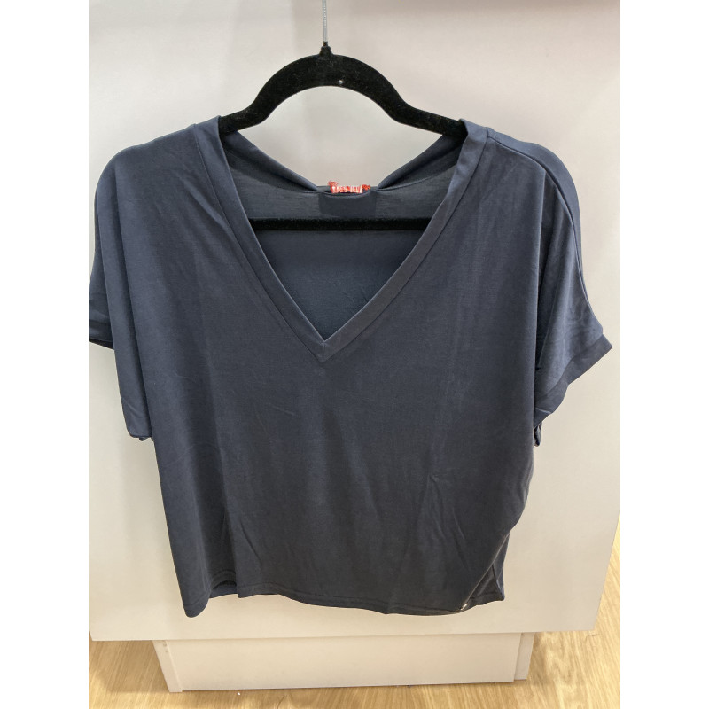 T-shirt Raj col V Navy