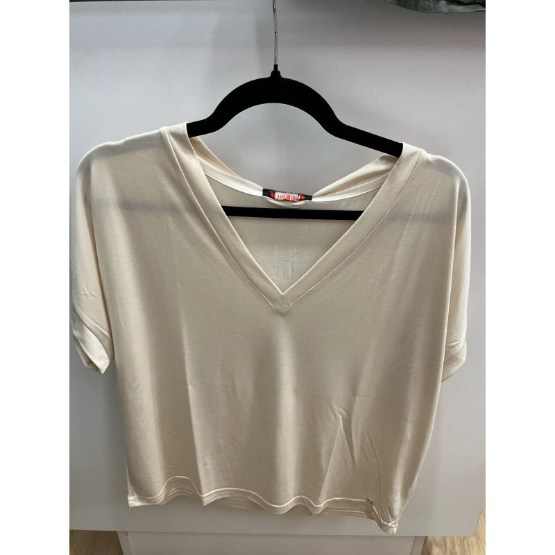 T-shirt Raj  col V écru