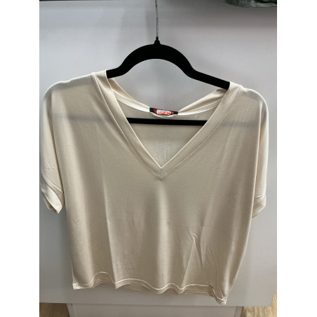 T-shirt Raj  col V écru