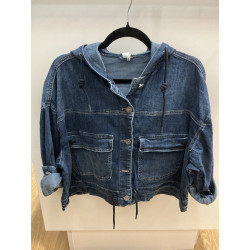 Veste en jeans a capuche bleu