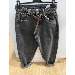 Jeans barrel noir délavé