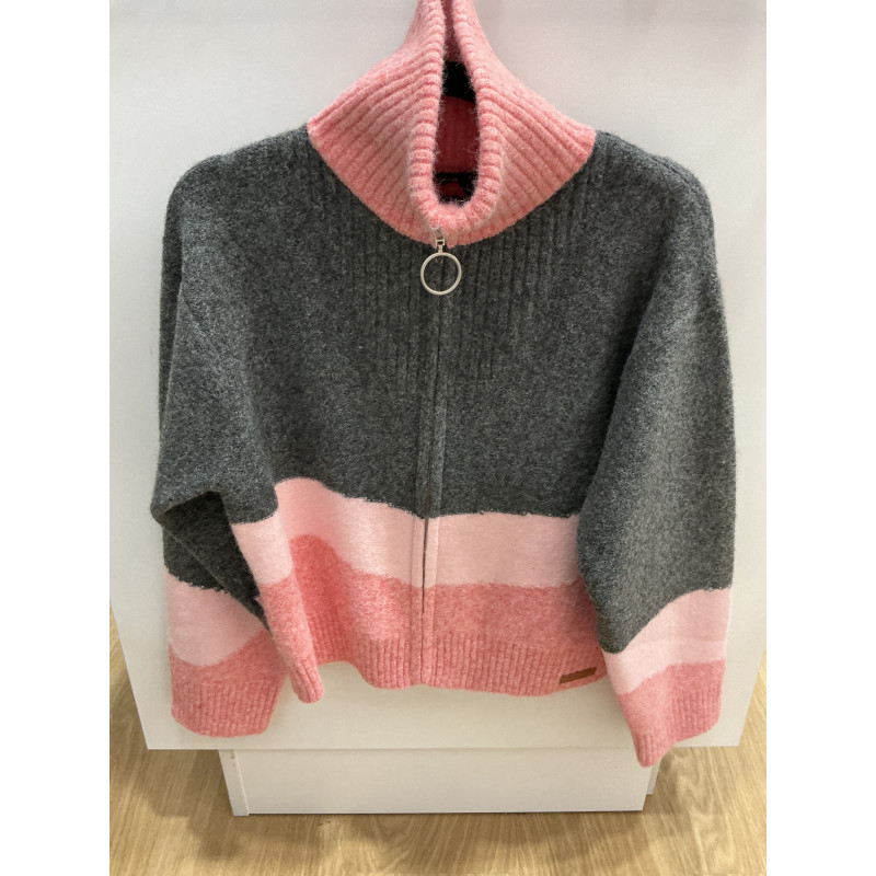 Gilet Julia rose et gris