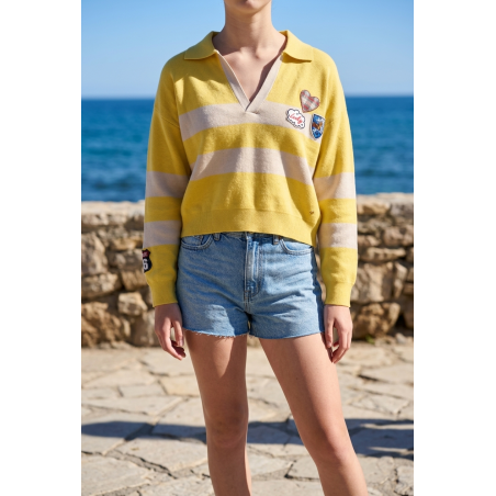 Pull rayé jaune