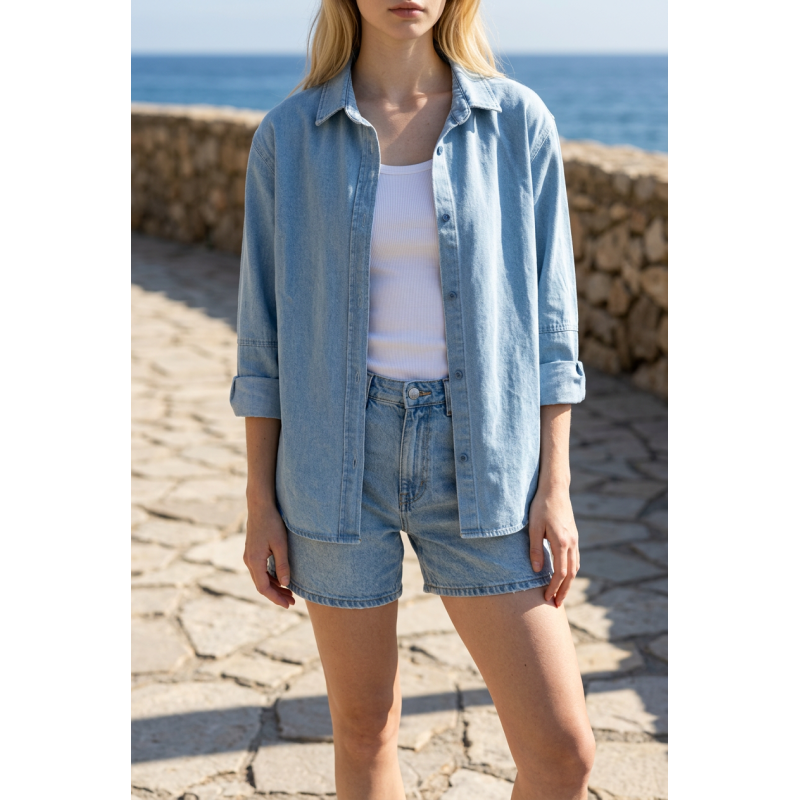 Chemise en jeans bleu clair Adore You
