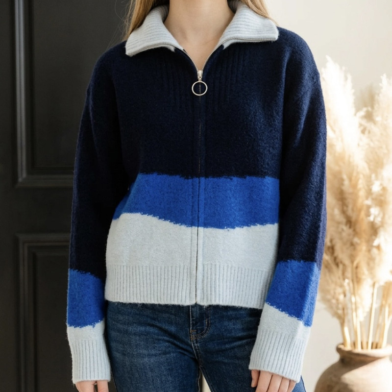 Gilet pull marine et bleu Juliana