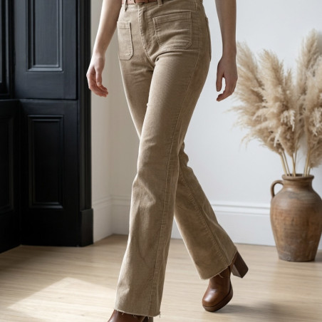 Jeans flared 7/8 classic beige