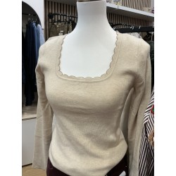 T-shirt maille beige