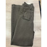 Jeans long large poches plaquées tresses chocolat au lait