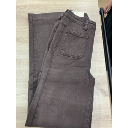 Jeans long large poches plaquées brun