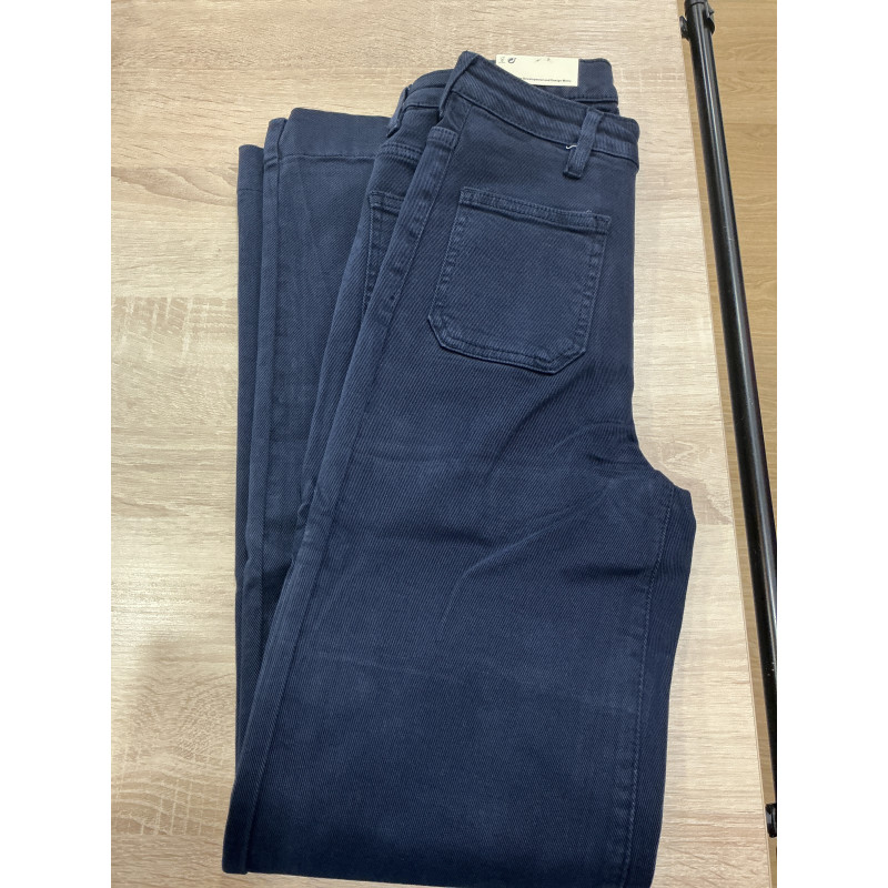 Jeans long large poches plaquées marine