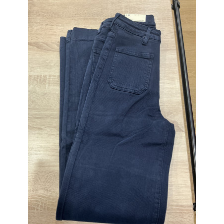 Jeans long large poches plaquées marine