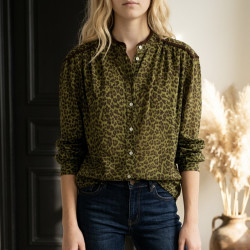 Chemise léopard verte