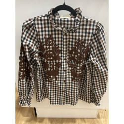 Chemise Charlotte carreaux choco et marine