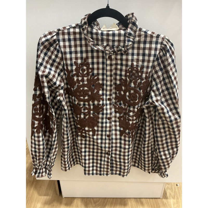 Chemise Charlotte carreaux choco et marine