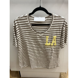 T-shirt L.A rayé taupe