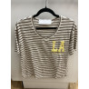 T-shirt L.A rayé taupe
