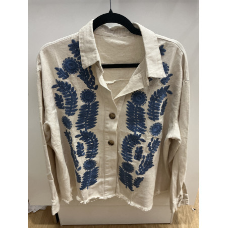 Surchemise Laurie beige et bleu