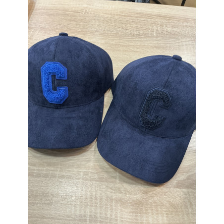 Casquette suédine marine