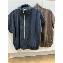 Gilet veste manches courtes velours Candice