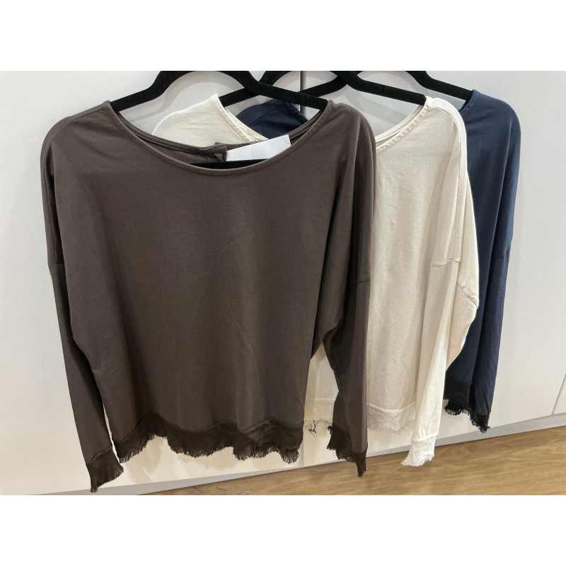 t-shirt uni Lauryne coton et satin