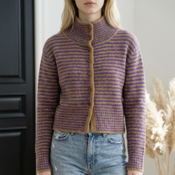 Gilet ARMAND rayé violet et camel