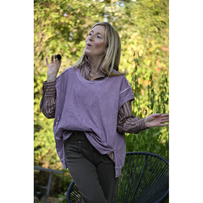 Sweat sans manche mauve