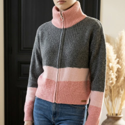 Gilet Julia rose et gris