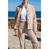 Veste col victorien rayure beige