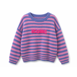 Pull iconic rayure bleu et rose