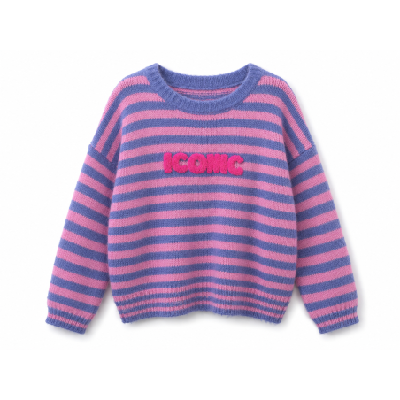 Pull iconic rayure bleu et rose