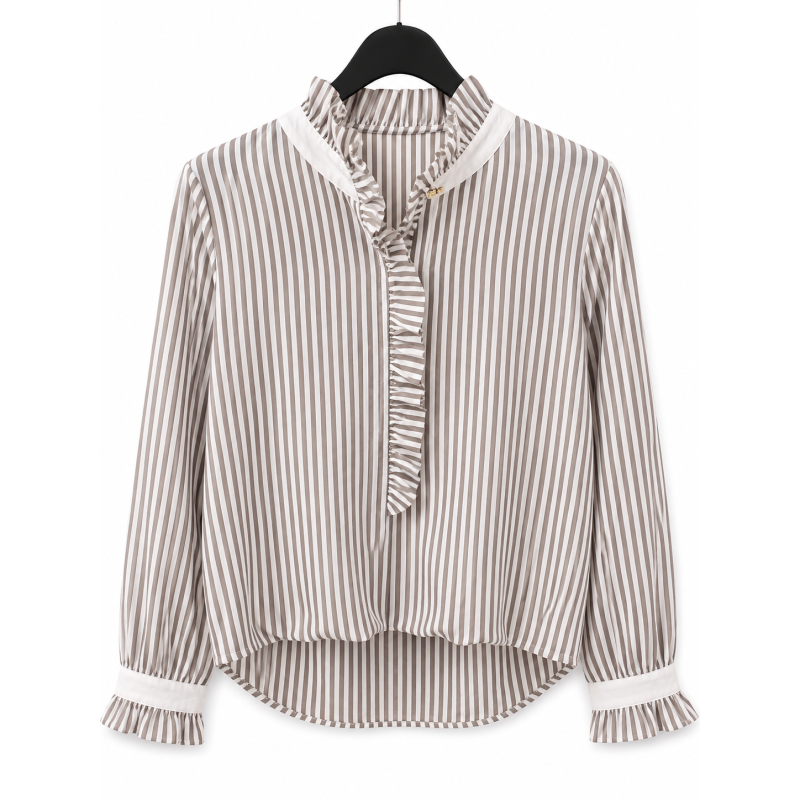 Chemise LÉA rayé taupe