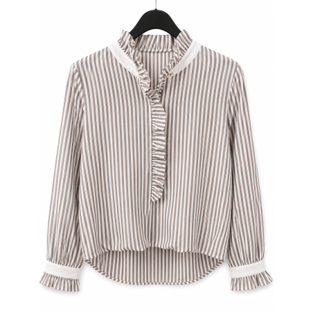 Chemise LÉA rayé taupe