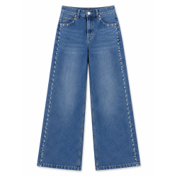 Jeans large clous bleu clair