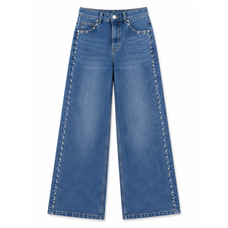 Jeans large clous bleu clair