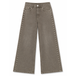 Jeans large clous chocolat au lait