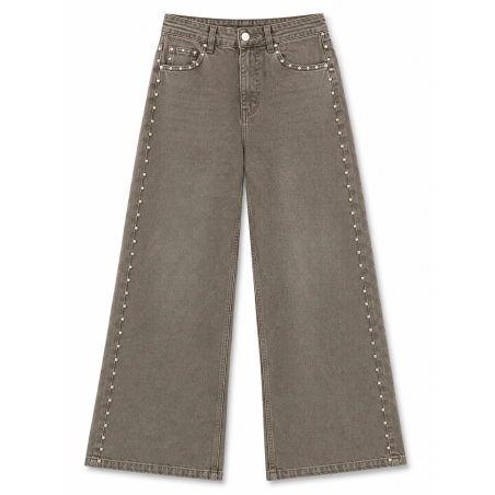 Jeans large clous chocolat au lait
