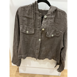 Veste à capuche en lin choco