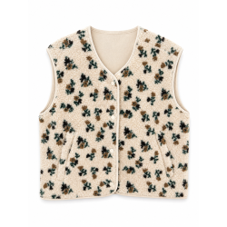Gilet sans manche écru à fleur