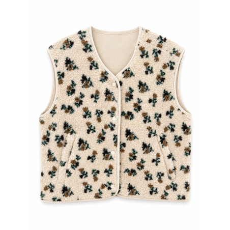 Gilet sans manche écru à fleur
