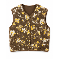 Gilet sans manche camel à fleur