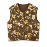 Gilet sans manche camel à fleur