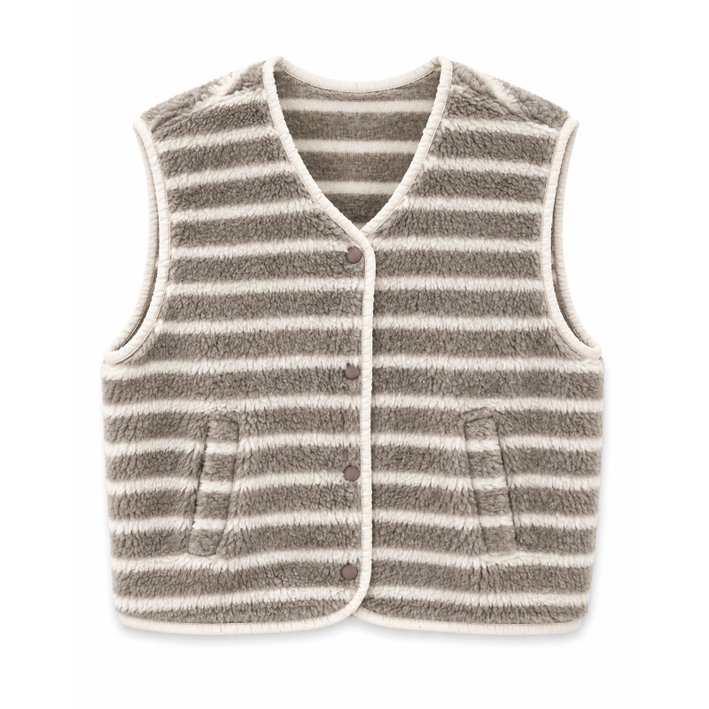 Gilet sans manche rayure taupe