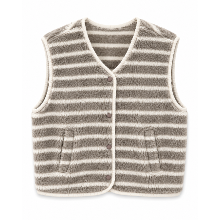 Gilet sans manche rayure taupe