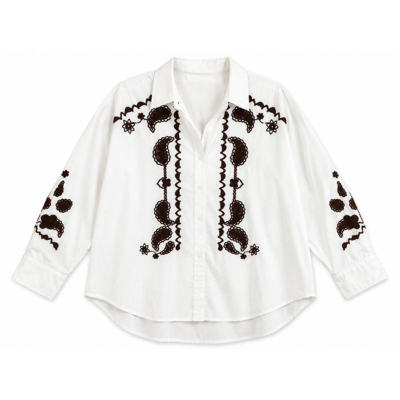 Chemise LOUISA broderie choco