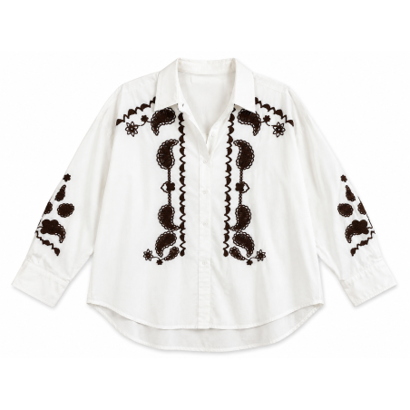 Chemise LOUISA broderie choco