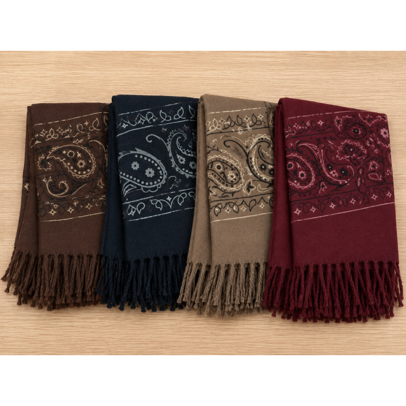 Echarpe bandana frange 110cmx110cm