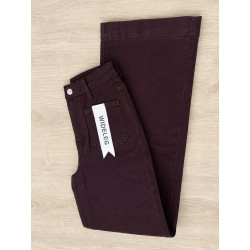 Jeans long large poches plaquées prune
