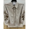 Chemise rayée broderies choco
