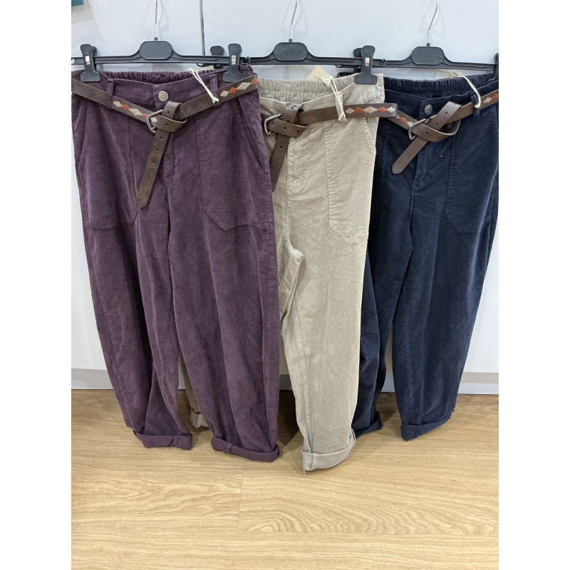 pantalon barrel velours